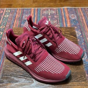 Adidas Men's Burgundy and White Sneakers